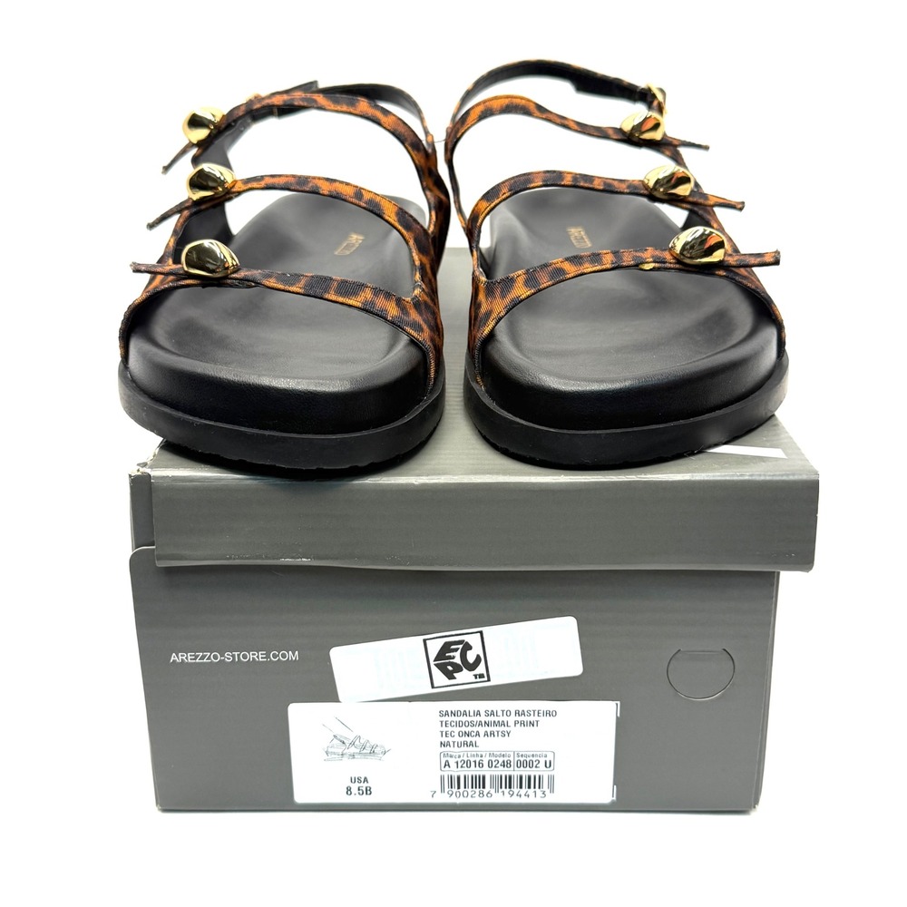 Arezzo Women's Felice Flat Sandals Animal Print Size 8.5B NWT